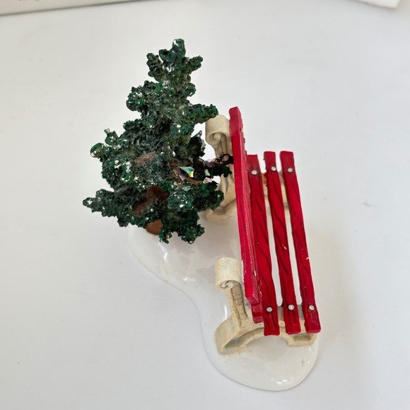 Dept 56 Village Accessories Park Bench Tree #52851 Snow Christmas Village - Picture 5 of 9